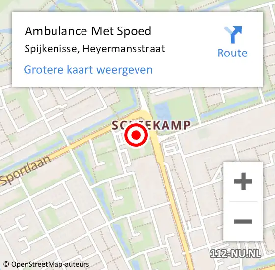 Locatie op kaart van de 112 melding: Ambulance Met Spoed Naar Spijkenisse, Heyermansstraat op 1 september 2022 07:18
