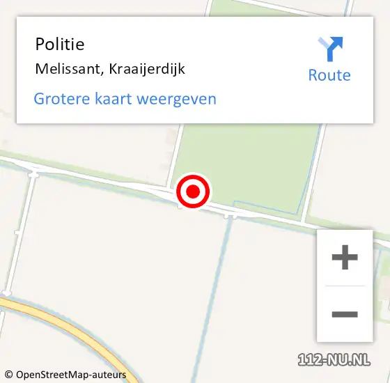 Locatie op kaart van de 112 melding: Politie Melissant, Kraaijerdijk op 1 september 2022 07:29