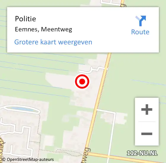 Locatie op kaart van de 112 melding: Politie Eemnes, Meentweg op 1 september 2022 08:37