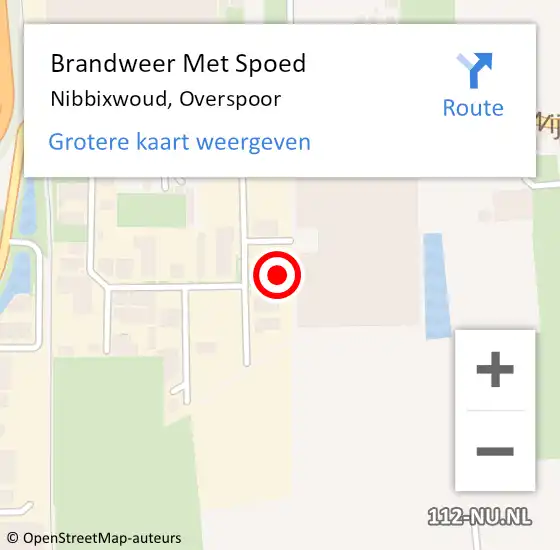 Locatie op kaart van de 112 melding: Brandweer Met Spoed Naar Nibbixwoud, Overspoor op 1 september 2022 08:56