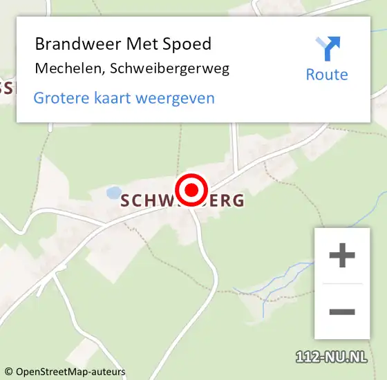 Locatie op kaart van de 112 melding: Brandweer Met Spoed Naar Mechelen, Schweibergerweg op 1 september 2022 09:00