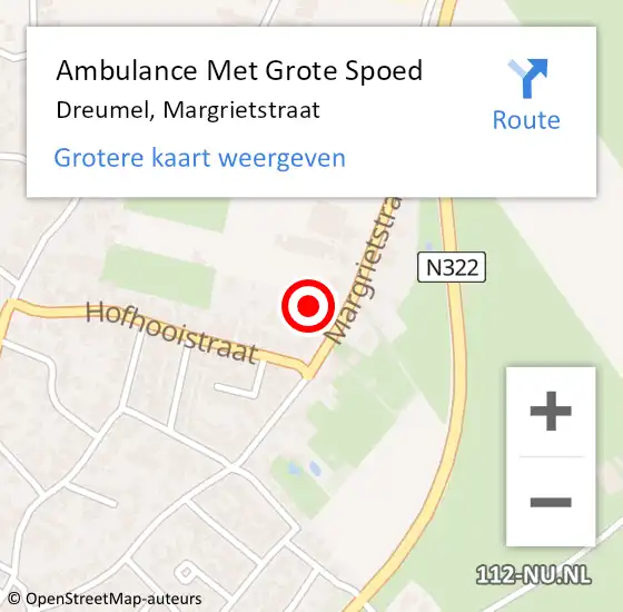 Locatie op kaart van de 112 melding: Ambulance Met Grote Spoed Naar Dreumel, Margrietstraat op 1 september 2022 09:10