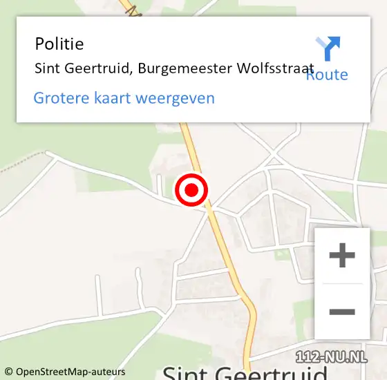 Locatie op kaart van de 112 melding: Politie Sint Geertruid, Burgemeester Wolfsstraat op 1 september 2022 09:20