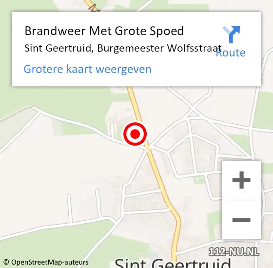 Locatie op kaart van de 112 melding: Brandweer Met Grote Spoed Naar Sint Geertruid, Burgemeester Wolfsstraat op 1 september 2022 09:21