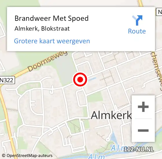 Locatie op kaart van de 112 melding: Brandweer Met Spoed Naar Almkerk, Blokstraat op 28 juli 2014 10:40