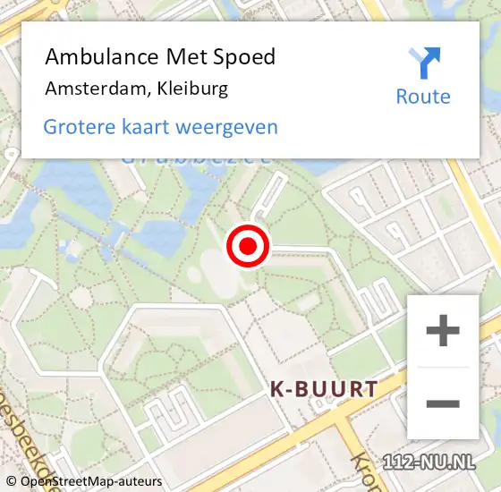 Locatie op kaart van de 112 melding: Ambulance Met Spoed Naar Amsterdam-Zuidoost, Kleiburg op 1 september 2022 10:09