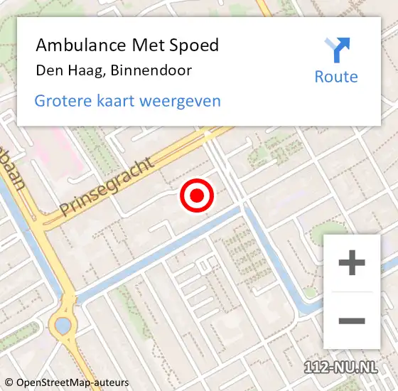 Locatie op kaart van de 112 melding: Ambulance Met Spoed Naar Den Haag, Binnendoor op 1 september 2022 10:21