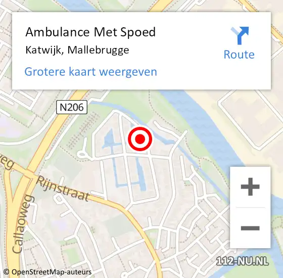 Locatie op kaart van de 112 melding: Ambulance Met Spoed Naar Katwijk, Mallebrugge op 1 september 2022 10:26