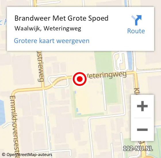 Locatie op kaart van de 112 melding: Brandweer Met Grote Spoed Naar Waalwijk, Weteringweg op 1 september 2022 11:07