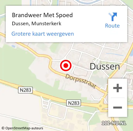 Locatie op kaart van de 112 melding: Brandweer Met Spoed Naar Dussen, Munsterkerk op 28 juli 2014 10:43