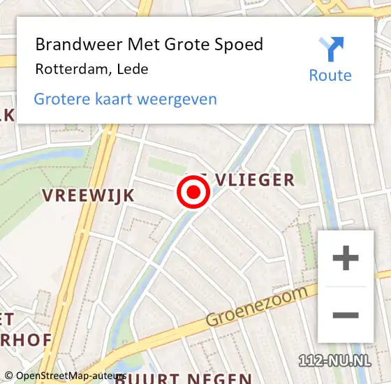 Locatie op kaart van de 112 melding: Brandweer Met Grote Spoed Naar Rotterdam, Lede op 1 september 2022 11:34