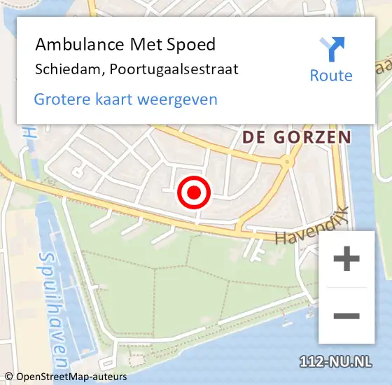 Locatie op kaart van de 112 melding: Ambulance Met Spoed Naar Schiedam, Poortugaalsestraat op 1 september 2022 11:49