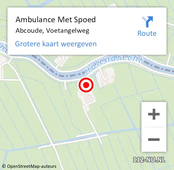 Locatie op kaart van de 112 melding: Ambulance Met Spoed Naar Abcoude, Voetangelweg op 1 september 2022 11:51