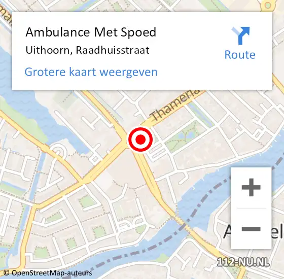 Locatie op kaart van de 112 melding: Ambulance Met Spoed Naar Uithoorn, Raadhuisstraat op 1 september 2022 12:08