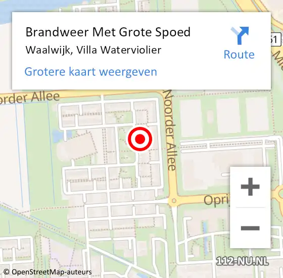 Locatie op kaart van de 112 melding: Brandweer Met Grote Spoed Naar Waalwijk, Villa Waterviolier op 1 september 2022 12:25