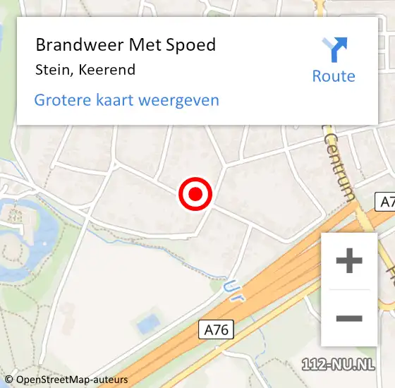 Locatie op kaart van de 112 melding: Brandweer Met Spoed Naar Stein, Keerend op 1 september 2022 12:28