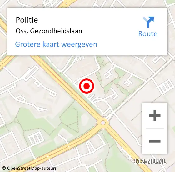 Locatie op kaart van de 112 melding: Politie Oss, Gezondheidslaan op 1 september 2022 12:42