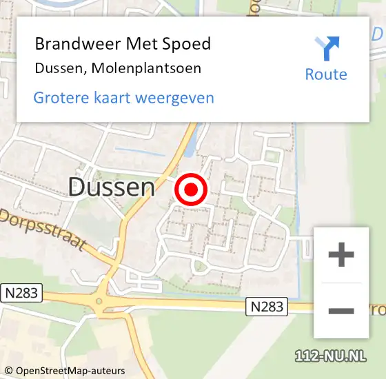 Locatie op kaart van de 112 melding: Brandweer Met Spoed Naar Dussen, Molenplantsoen op 28 juli 2014 10:47