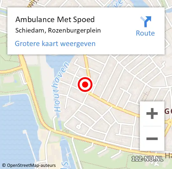 Locatie op kaart van de 112 melding: Ambulance Met Spoed Naar Schiedam, Rozenburgerplein op 1 september 2022 12:55