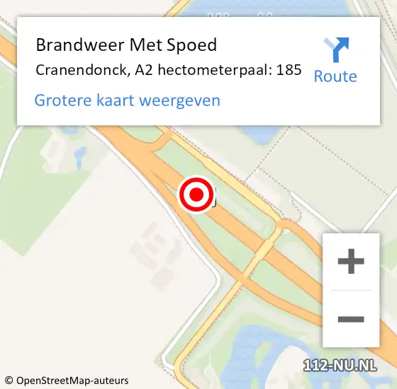 Locatie op kaart van de 112 melding: Brandweer Met Spoed Naar Cranendonck, A2 hectometerpaal: 185 op 1 september 2022 13:29