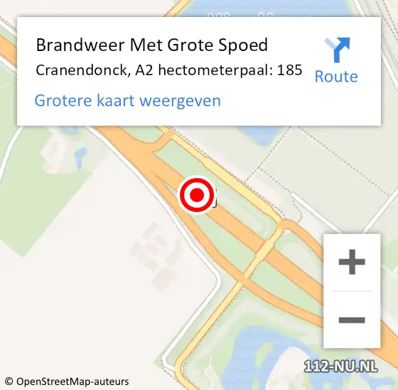 Locatie op kaart van de 112 melding: Brandweer Met Grote Spoed Naar Cranendonck, A2 hectometerpaal: 185 op 1 september 2022 13:32