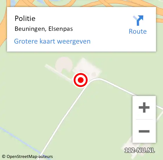 Locatie op kaart van de 112 melding: Politie Beuningen, Elsenpas op 1 september 2022 13:37