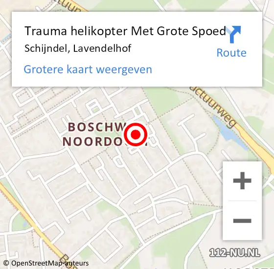 Locatie op kaart van de 112 melding: Trauma helikopter Met Grote Spoed Naar Schijndel, Lavendelhof op 1 september 2022 13:42