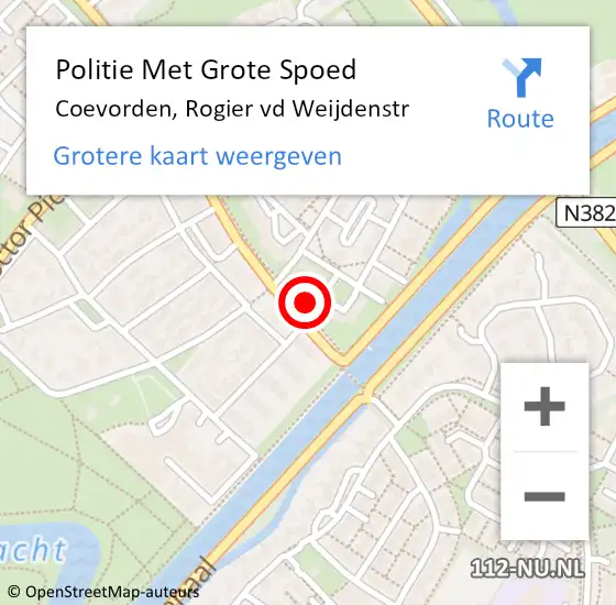Locatie op kaart van de 112 melding: Politie Met Grote Spoed Naar Coevorden, Rogier vd Weijdenstr op 1 september 2022 13:45