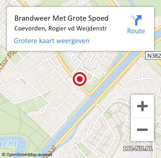 Locatie op kaart van de 112 melding: Brandweer Met Grote Spoed Naar Coevorden, Rogier vd Weijdenstr op 1 september 2022 13:46