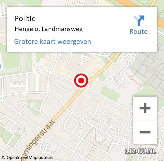 Locatie op kaart van de 112 melding: Politie Hengelo, Landmansweg op 1 september 2022 13:59