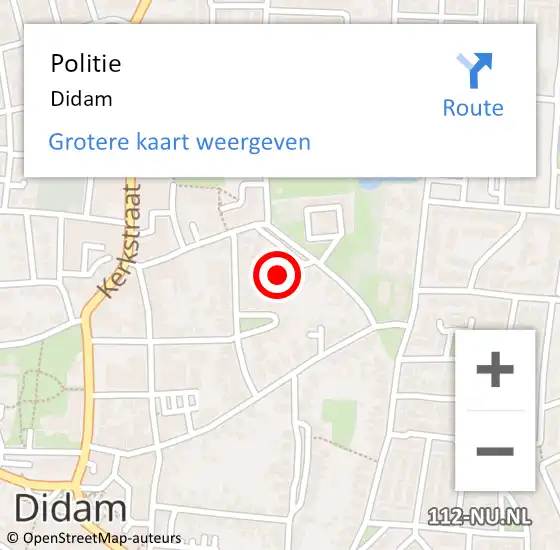 Locatie op kaart van de 112 melding: Politie Didam op 1 september 2022 14:09
