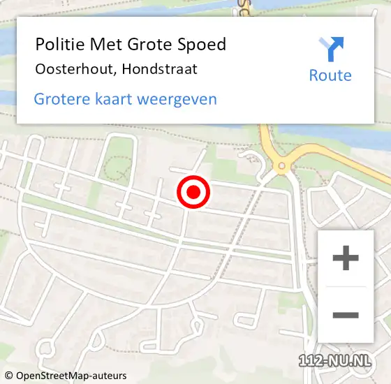 Locatie op kaart van de 112 melding: Politie Met Grote Spoed Naar Oosterhout, Hondstraat op 1 september 2022 14:21