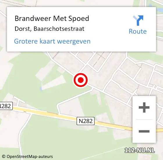 Locatie op kaart van de 112 melding: Brandweer Met Spoed Naar Dorst, Baarschotsestraat op 28 juli 2014 10:50