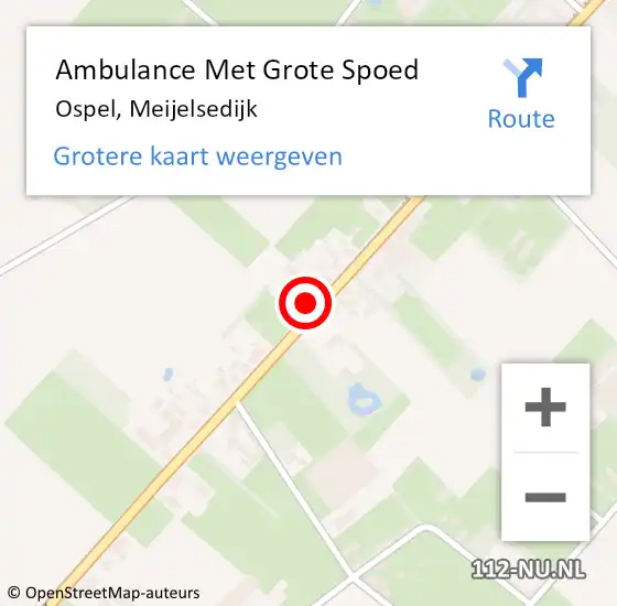 Locatie op kaart van de 112 melding: Ambulance Met Grote Spoed Naar Ospel, Meijelsedijk op 1 september 2022 14:43