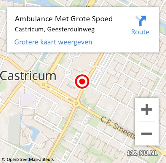 Locatie op kaart van de 112 melding: Ambulance Met Grote Spoed Naar Castricum, Geesterduinweg op 1 september 2022 14:44