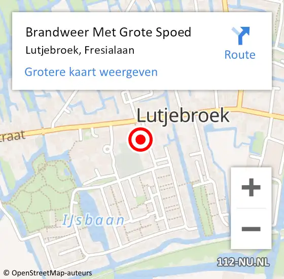 Locatie op kaart van de 112 melding: Brandweer Met Grote Spoed Naar Lutjebroek, Fresialaan op 1 september 2022 14:51