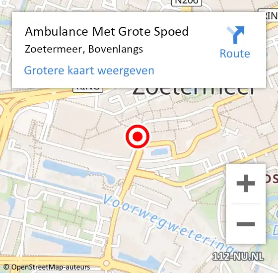 Locatie op kaart van de 112 melding: Ambulance Met Grote Spoed Naar Zoetermeer, Bovenlangs op 1 september 2022 14:58