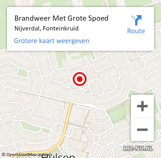 Locatie op kaart van de 112 melding: Brandweer Met Grote Spoed Naar Nijverdal, Fonteinkruid op 1 september 2022 15:07