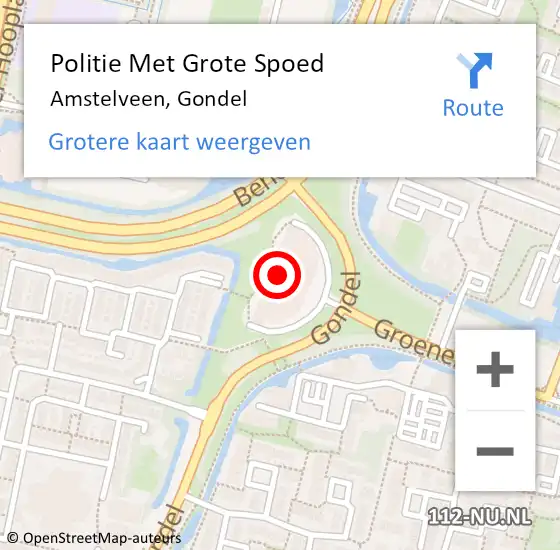 Locatie op kaart van de 112 melding: Politie Met Grote Spoed Naar Amstelveen, Gondel op 1 september 2022 15:18