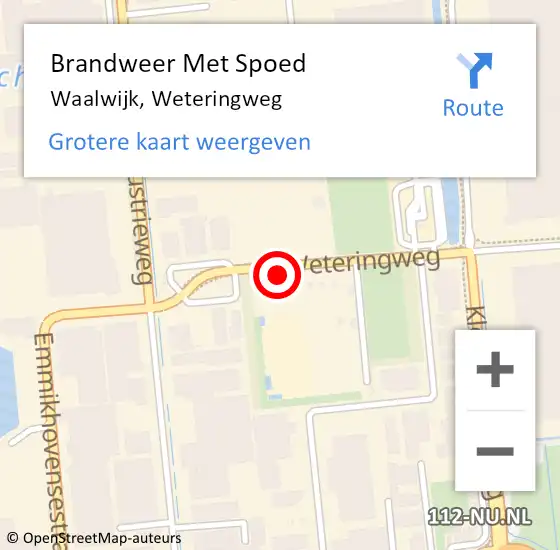 Locatie op kaart van de 112 melding: Brandweer Met Spoed Naar Waalwijk, Weteringweg op 1 september 2022 15:27