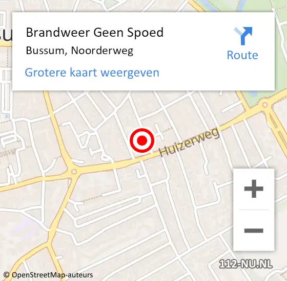 Locatie op kaart van de 112 melding: Brandweer Geen Spoed Naar Bussum, Noorderweg op 28 juli 2014 10:54