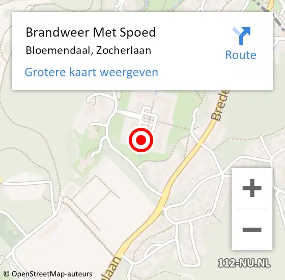 Locatie op kaart van de 112 melding: Brandweer Met Spoed Naar Bloemendaal, Zocherlaan op 1 september 2022 15:28