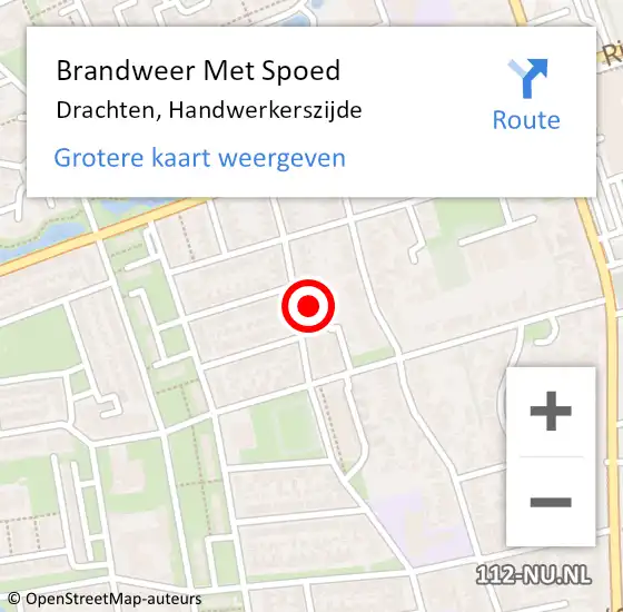 Locatie op kaart van de 112 melding: Brandweer Met Spoed Naar Drachten, Handwerkerszijde op 1 september 2022 15:40