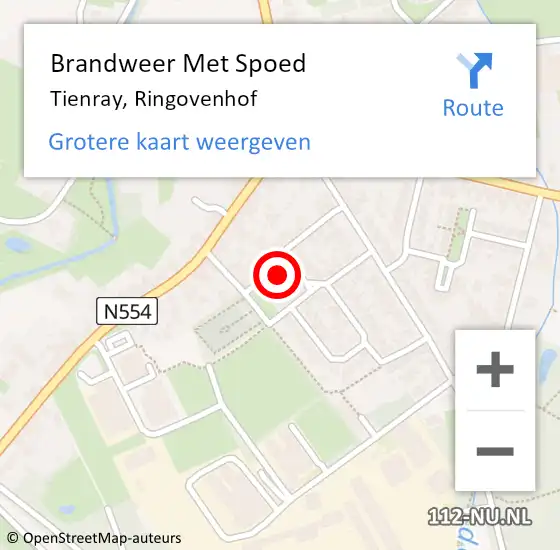 Locatie op kaart van de 112 melding: Brandweer Met Spoed Naar Tienray, Ringovenhof op 1 september 2022 15:44