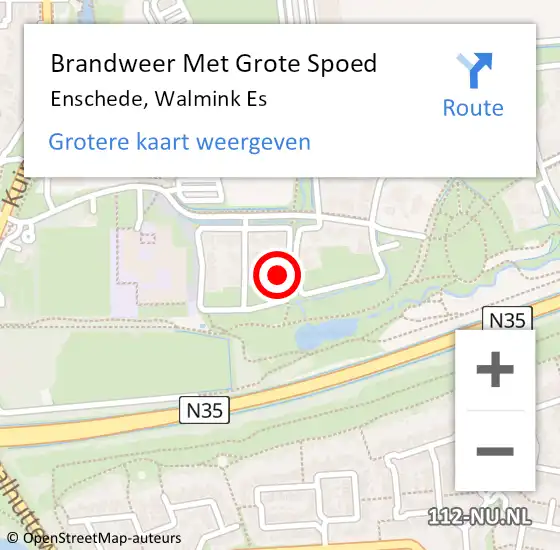 Locatie op kaart van de 112 melding: Brandweer Met Grote Spoed Naar Enschede, Walmink Es op 1 september 2022 15:55