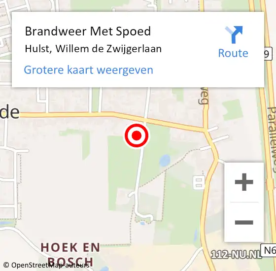 Locatie op kaart van de 112 melding: Brandweer Met Spoed Naar Hulst, Willem de Zwijgerlaan op 1 september 2022 15:59