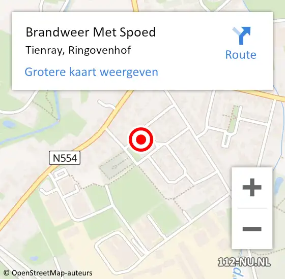 Locatie op kaart van de 112 melding: Brandweer Met Spoed Naar Tienray, Ringovenhof op 1 september 2022 16:00