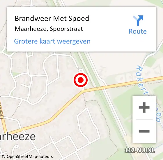 Locatie op kaart van de 112 melding: Brandweer Met Spoed Naar Maarheeze, Spoorstraat op 1 september 2022 16:06