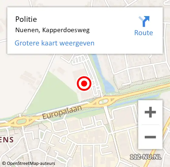 Locatie op kaart van de 112 melding: Politie Nuenen, Kapperdoesweg op 1 september 2022 16:08