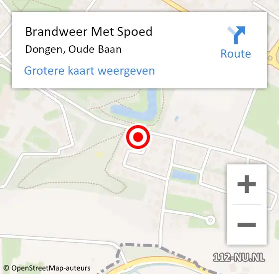 Locatie op kaart van de 112 melding: Brandweer Met Spoed Naar Dongen, Oude Baan op 28 juli 2014 10:56